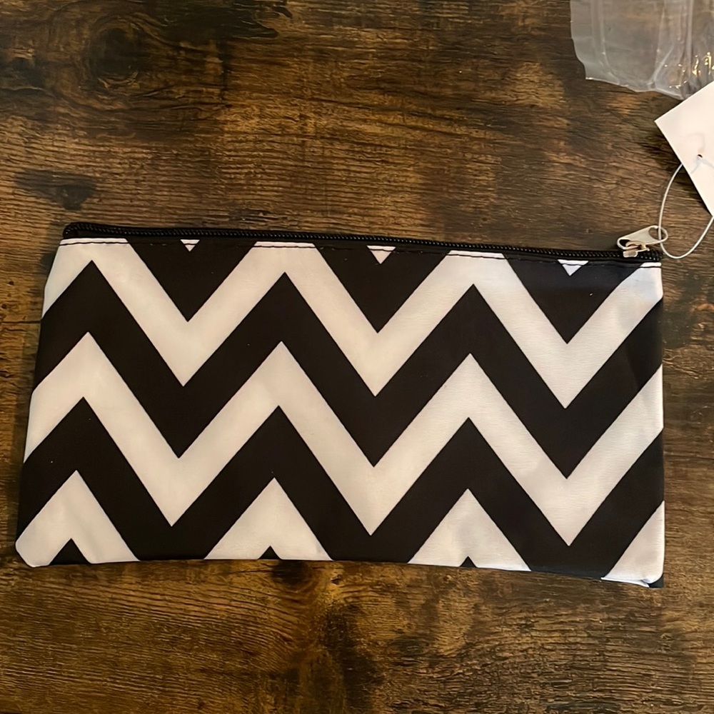 NEW Chevron Black and White Cosmetic Case - CAN BE PERSONALIZED